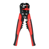 Automatisk Afisolerings- & Krympetang 3-i-1 med rød og sort håndtag, perfekt til professionelt brug.