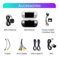 Fiat 500 07-15 - 7 "radio Apple Carplay- ja Android -automaatti