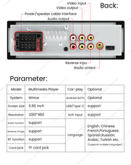 Universal - 6.86 "1 -Ur Radio con Apple CarPlay y Android Auto