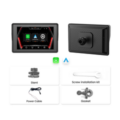 5” CarPlay til Motorcykel – Trådløs Apple CarPlay & Android Auto (IP67) med stent og installationskit