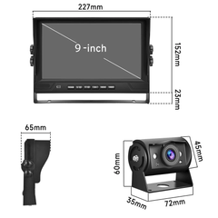 Rear camera system with 9" IPS screen and 4 AHD cameras