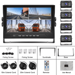 Rear camera system with 9" IPS screen and 4 AHD cameras