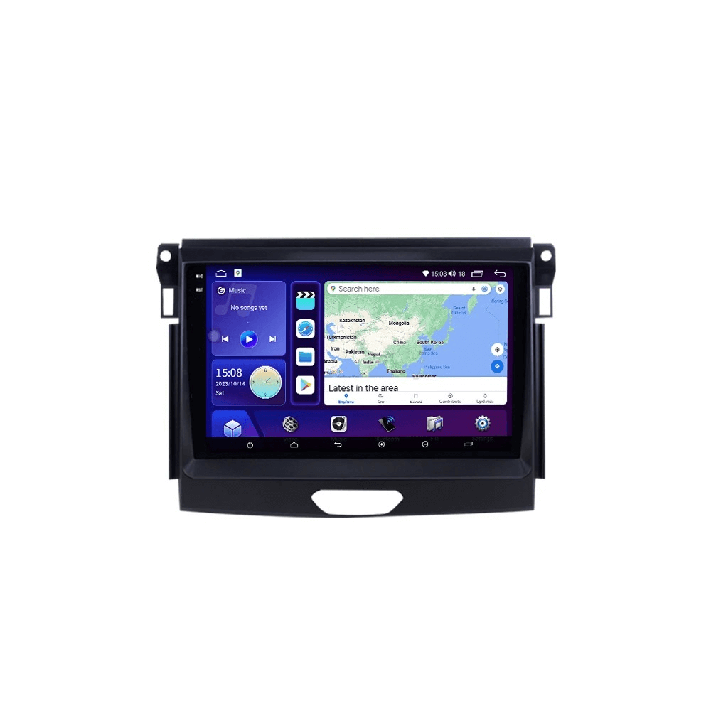 Ford Ranger 15-20 – 9" Radio m. Apple CarPlay og Android Auto, touchscreen display for vehicle integration.